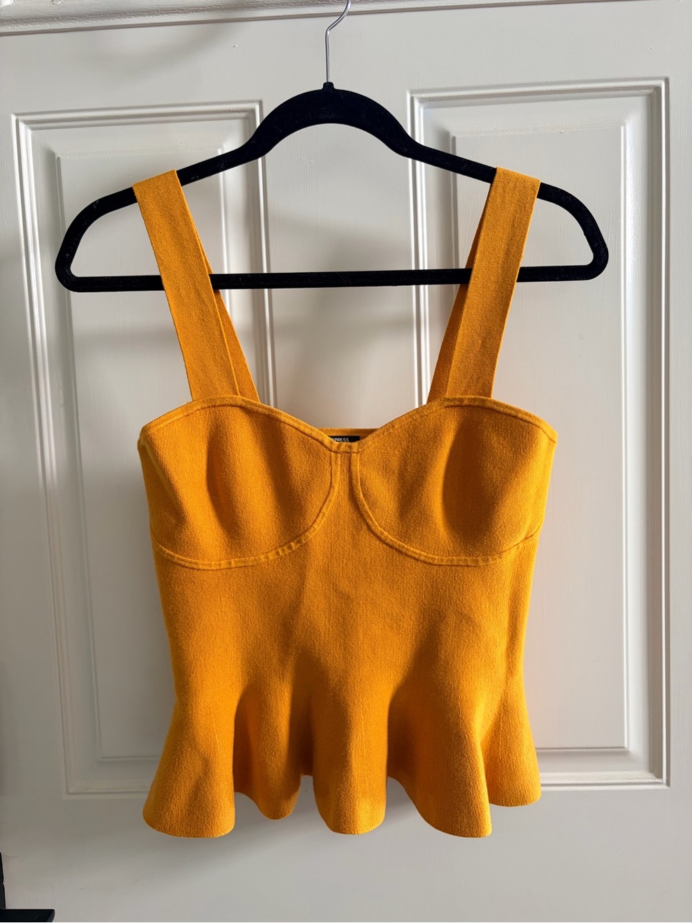 Express Mustard Peplum Bustier Tank Top